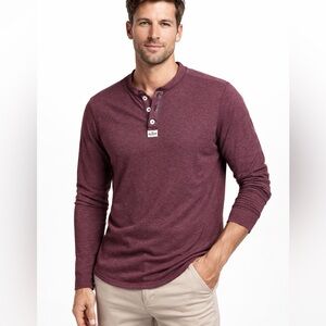 Hollister Burgundy Long Sleeve Henley Shirt Mens Large Cotton Casual Vintage Ret